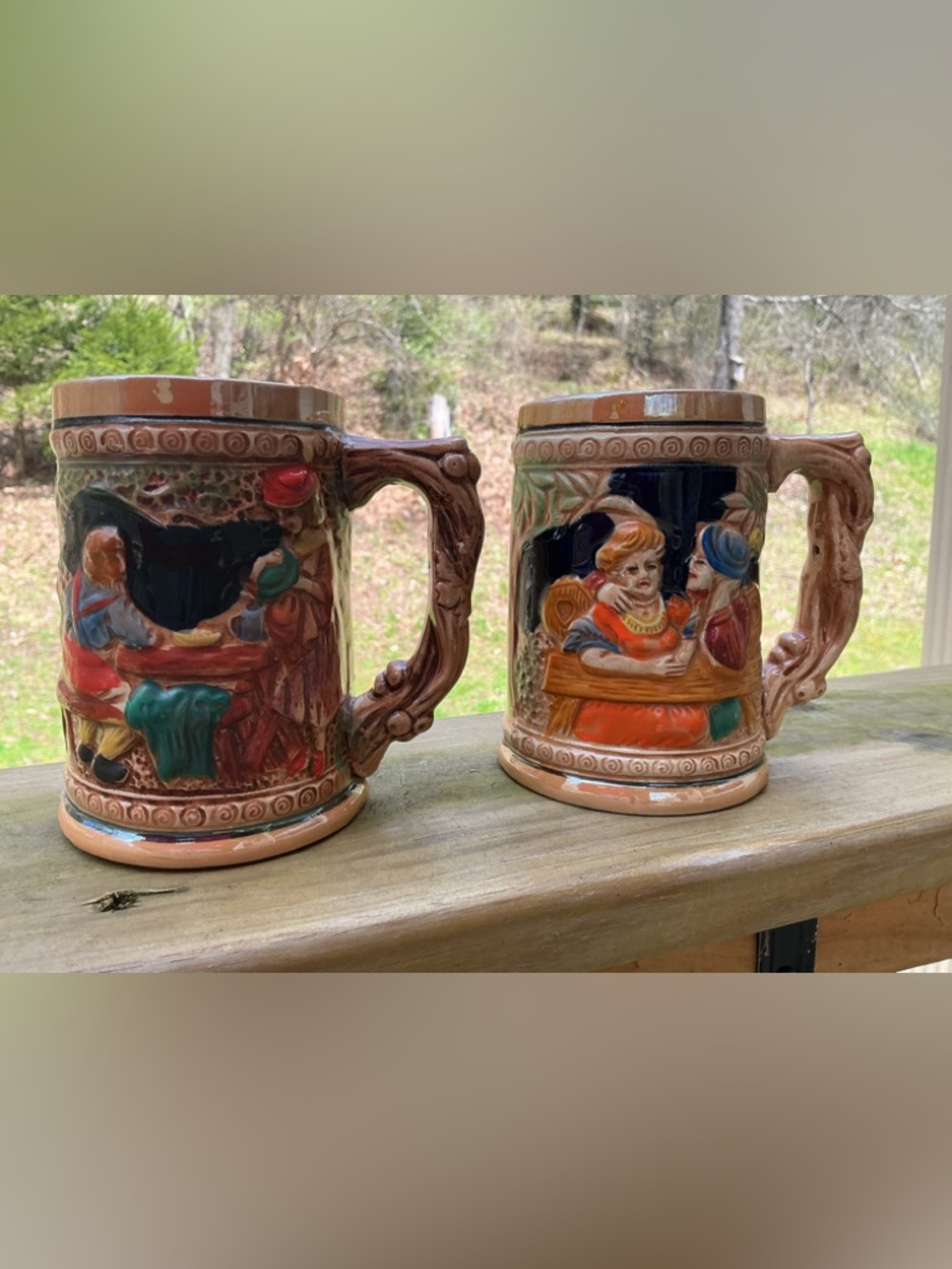 Vintage Pair of Peach Lustre Ware Beer Steins Japan
Kitsch 1940s